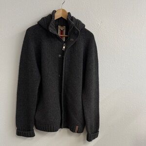 Burberry London Dark Gray Men's Cardigan wool hooded cardigan Sweater